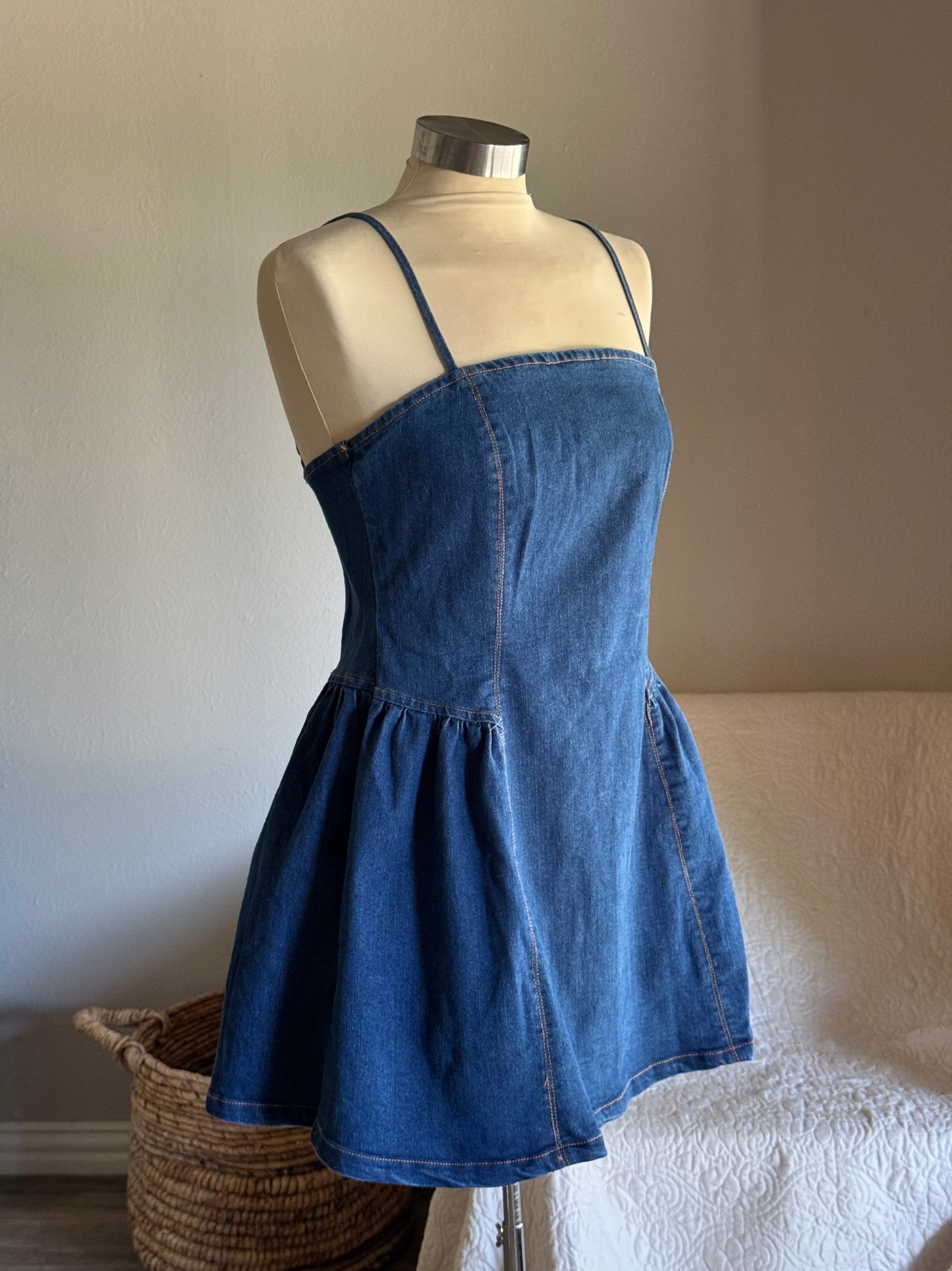 Savanna Classic Cotton Denim Dress In Deep Indigo