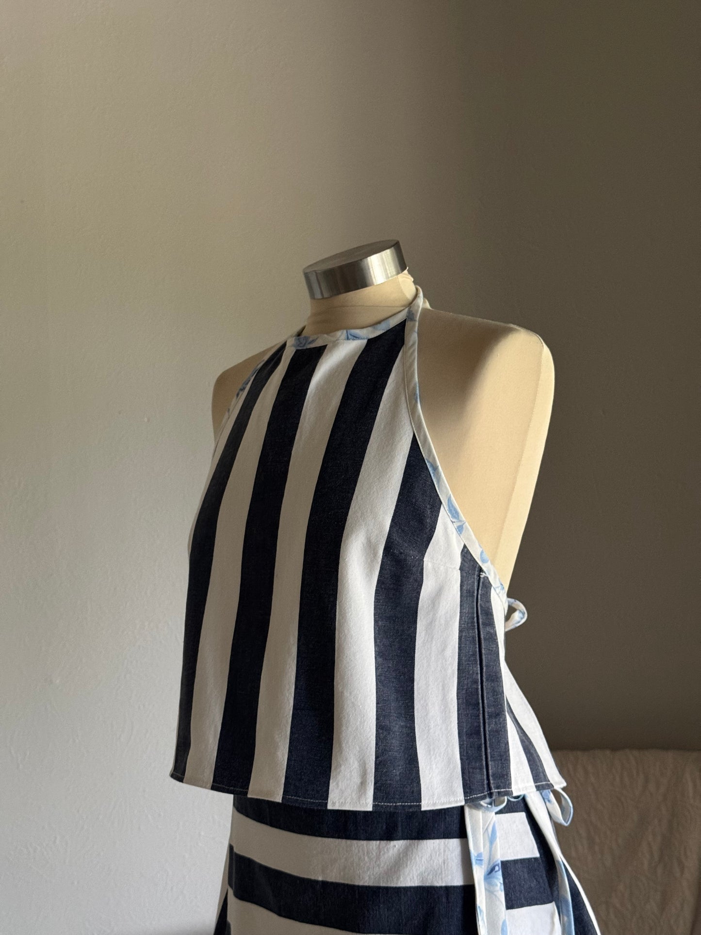 Brenda Handcrafted Halter Top In Bold Stripes