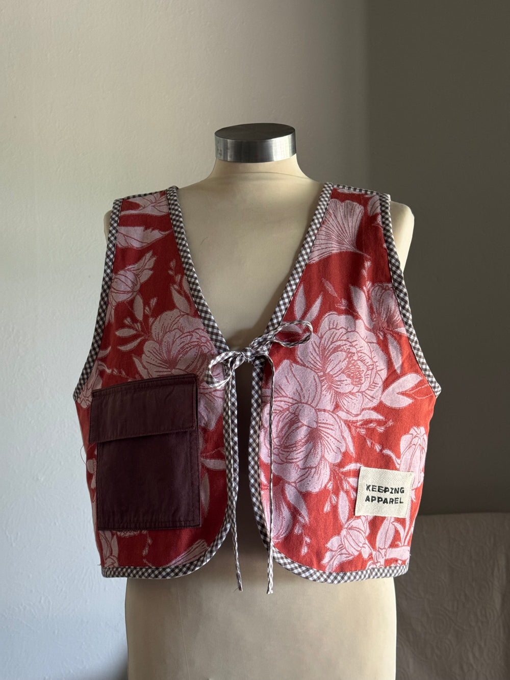 O.L. Handcrafted Reversible Cargo Vest In Vintage Floral Brown