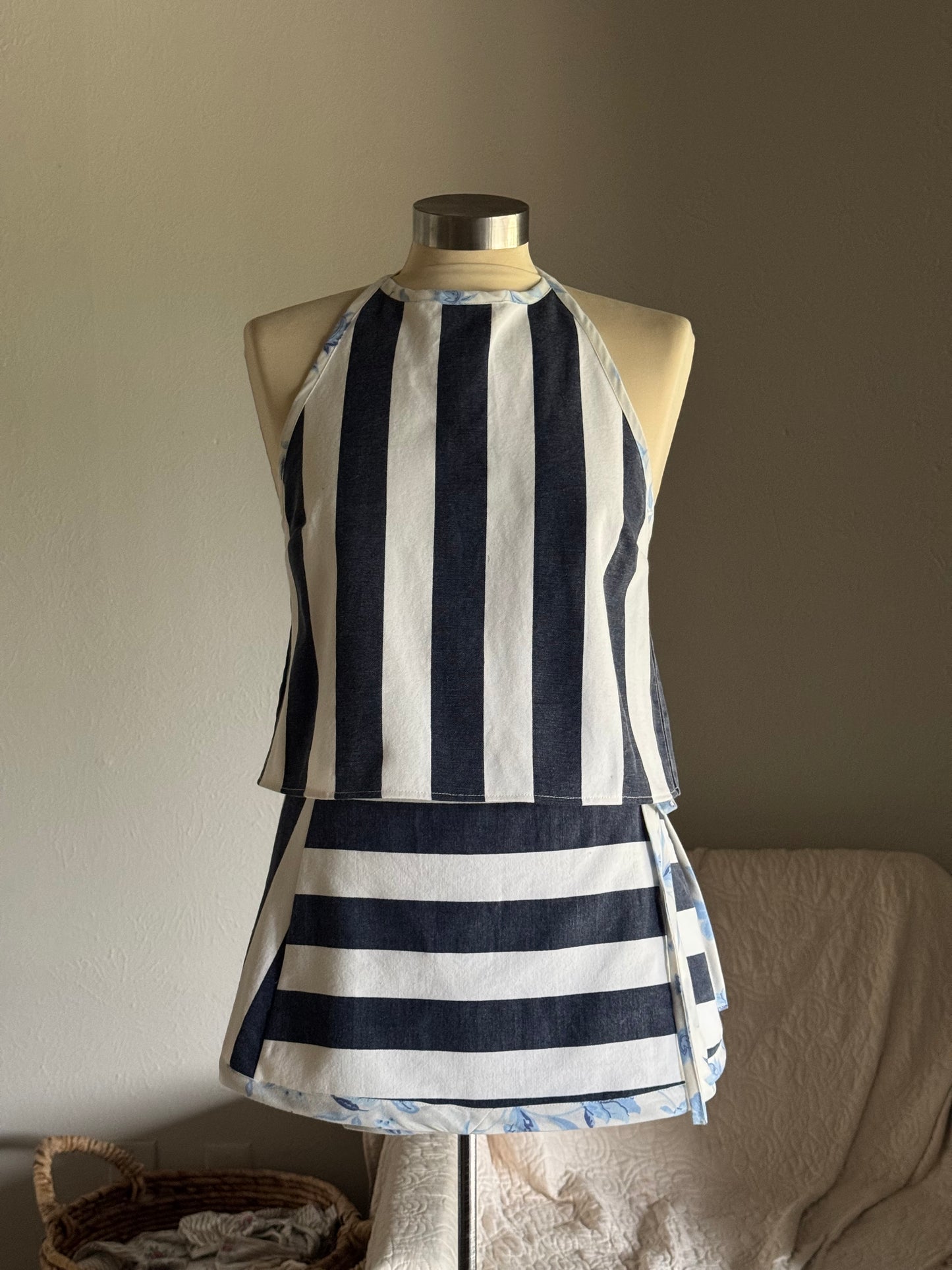 Brenda Handcrafted Halter Top In Bold Stripes
