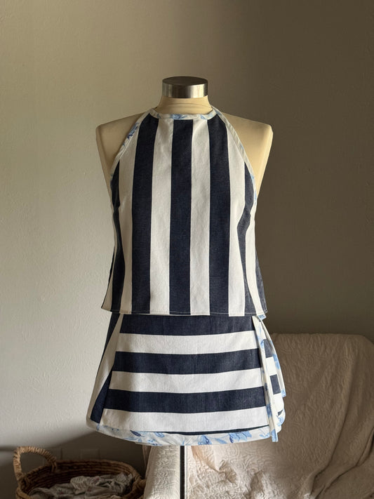Brenda Handcrafted Halter Top In Bold Stripes