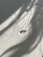 Crescent White Gold Dipped Nugget Mini Statement Necklace In Silver