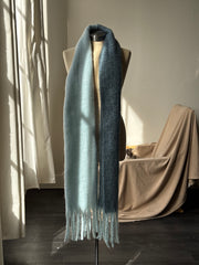 Kylie Ultra Soft Two Tone Fringe Scarf In Ice Blue