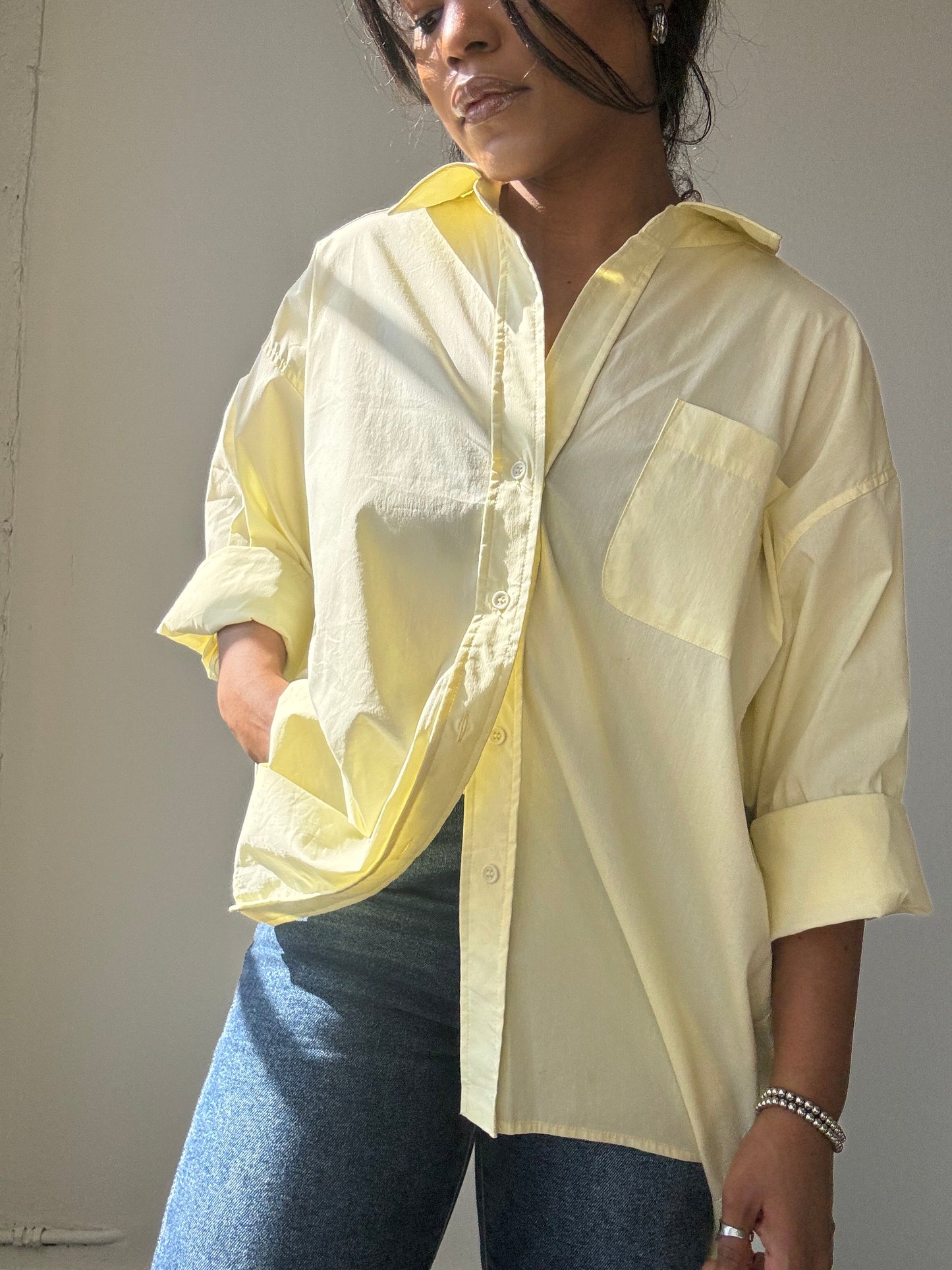 Thomas Cotton Button Down Shirt In Banana