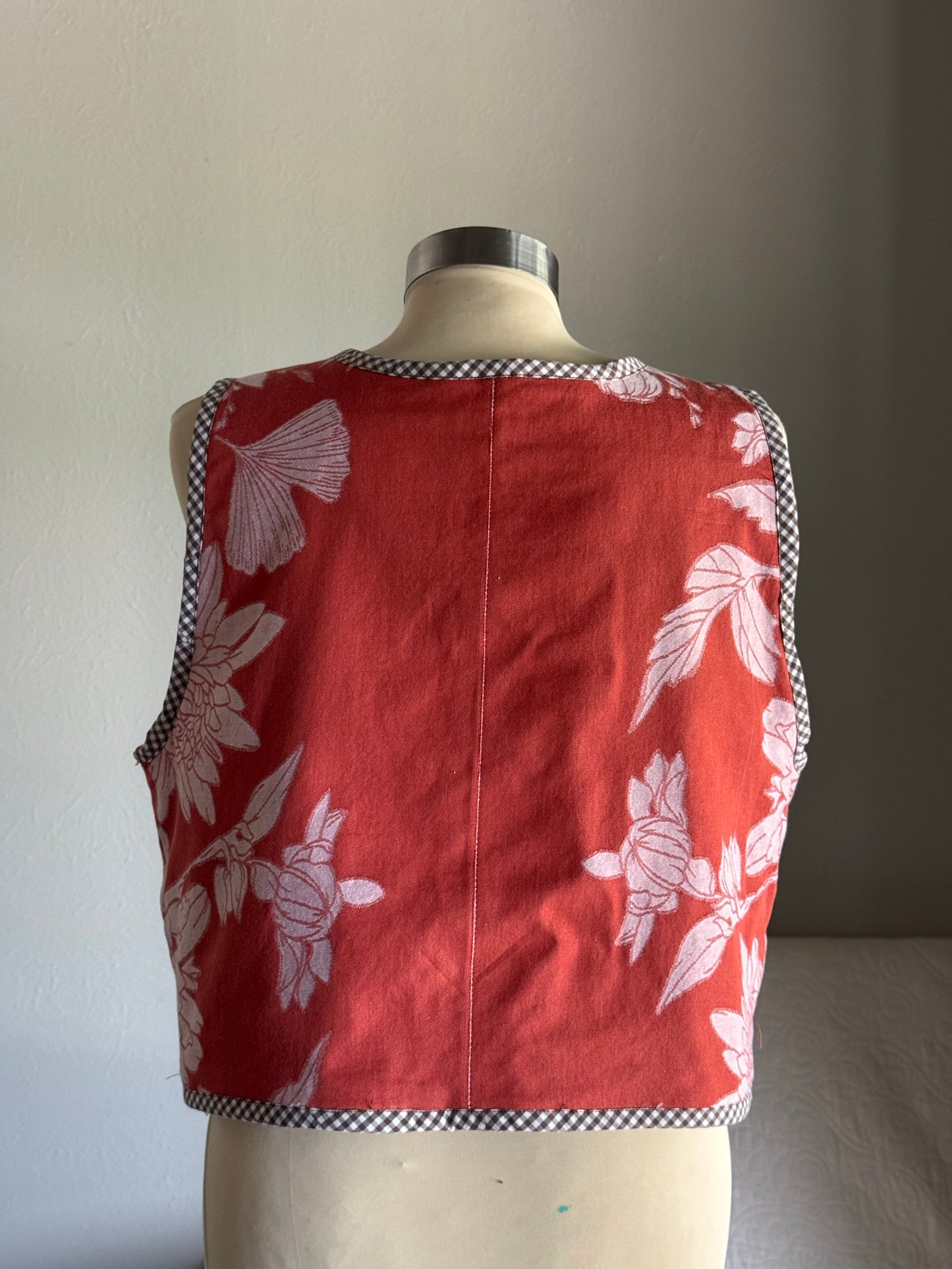 O.L. Handcrafted Reversible Cargo Vest In Vintage Floral Brown
