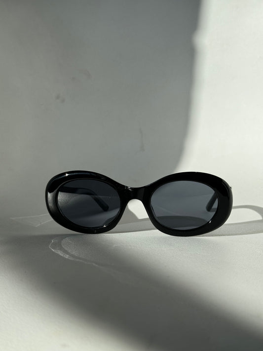Tulsa 60s Style Round Sunglasses In Black