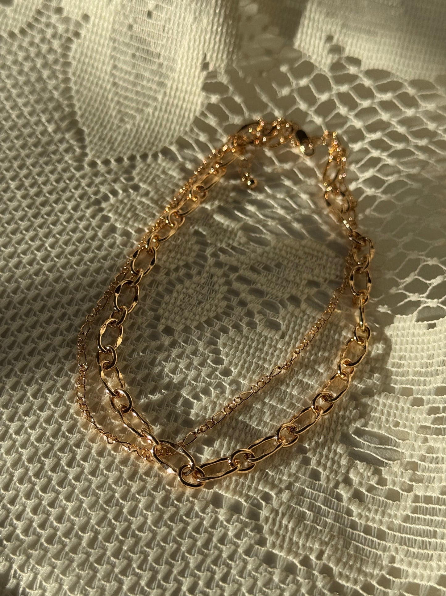 Oscar Classic Organic Crumb Link Layered Necklace In Gold￼