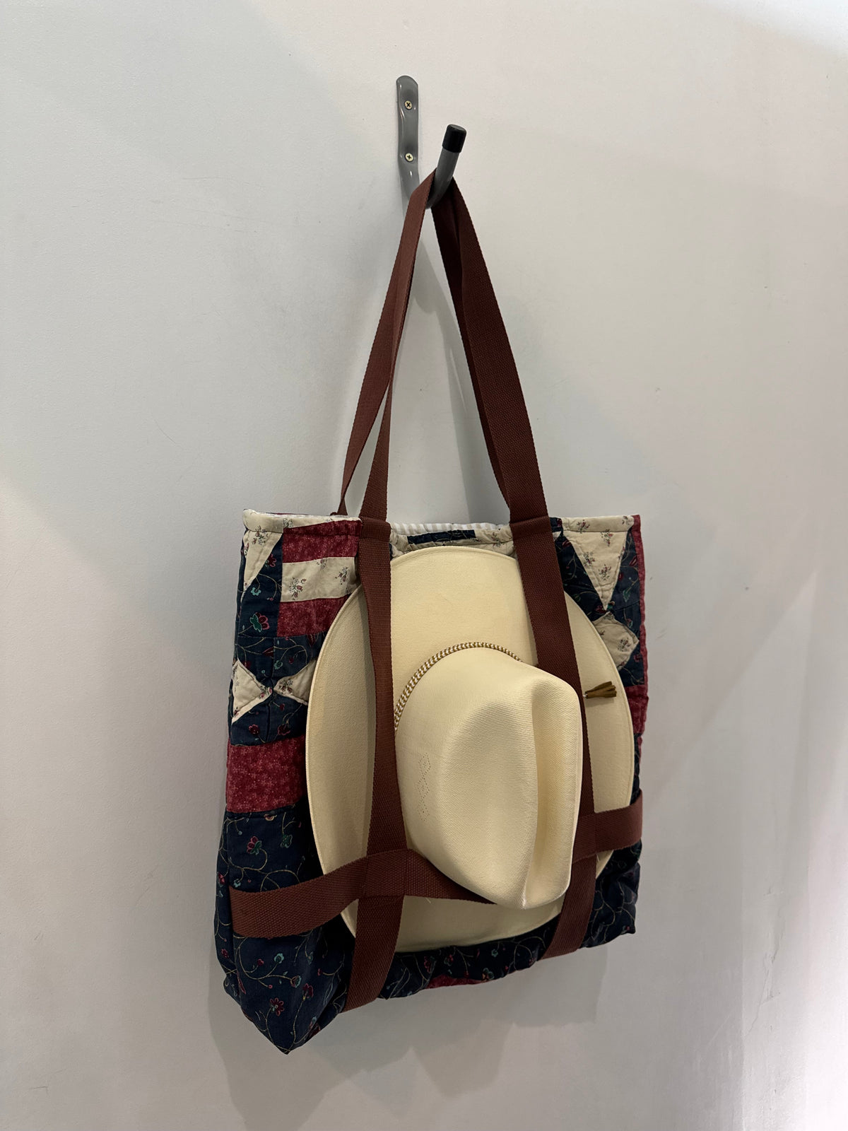Haselden Handcrafted Vintage Quilted Hat Holder Tote Bag