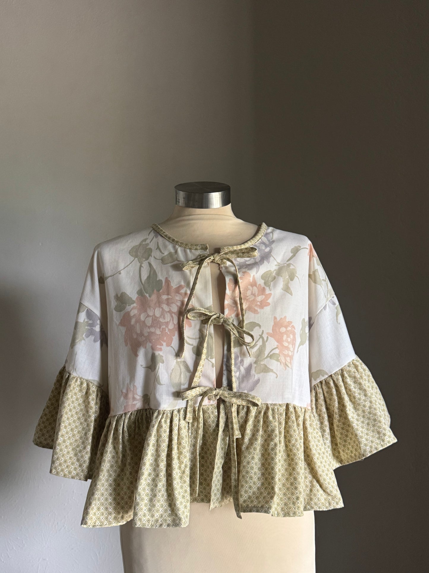 Joycie Vintage Handcrafted Floral Ruffle Top
