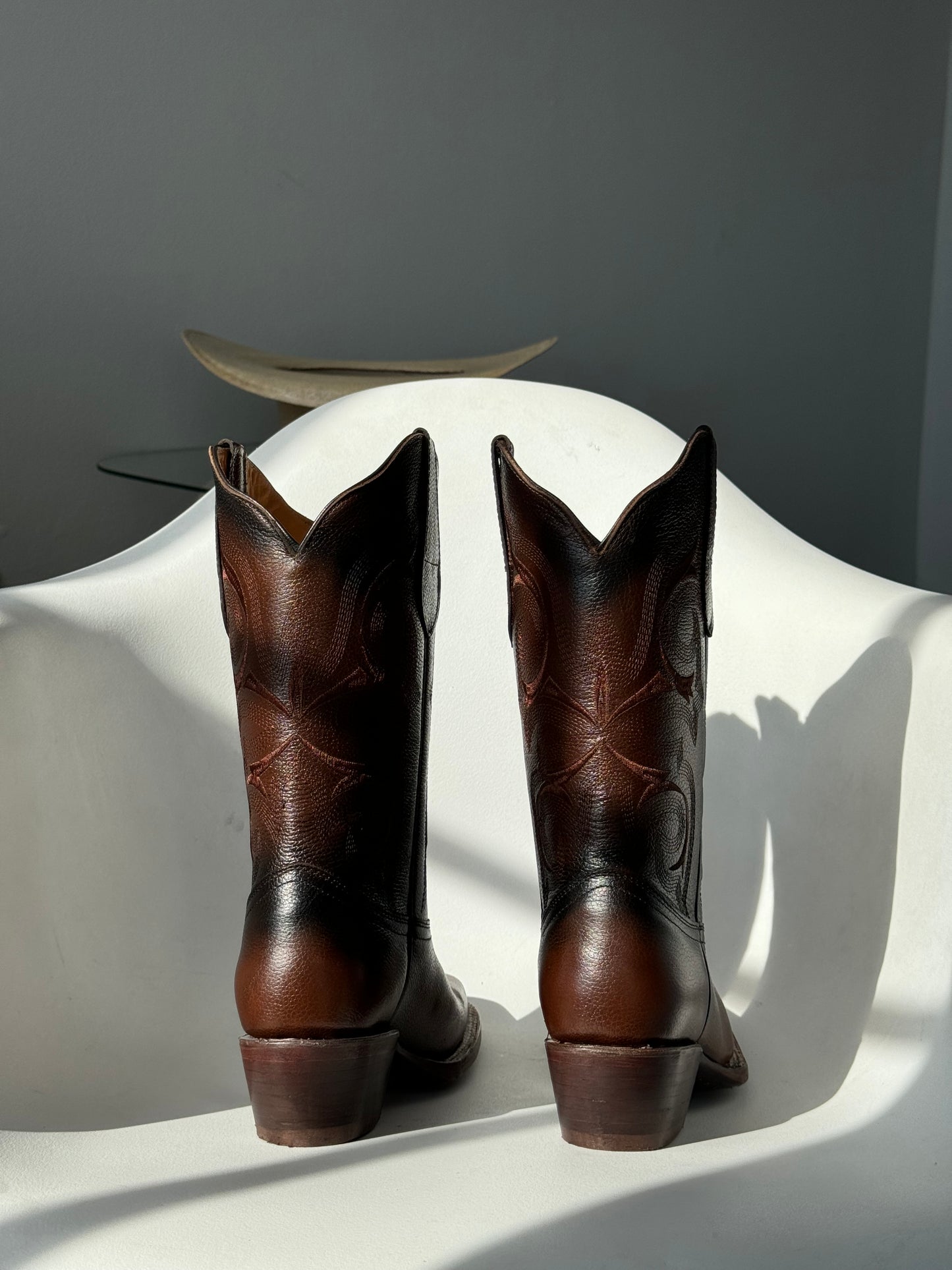 Georgia Genuine Leather Square Toe Cowboy Boot In Mocha