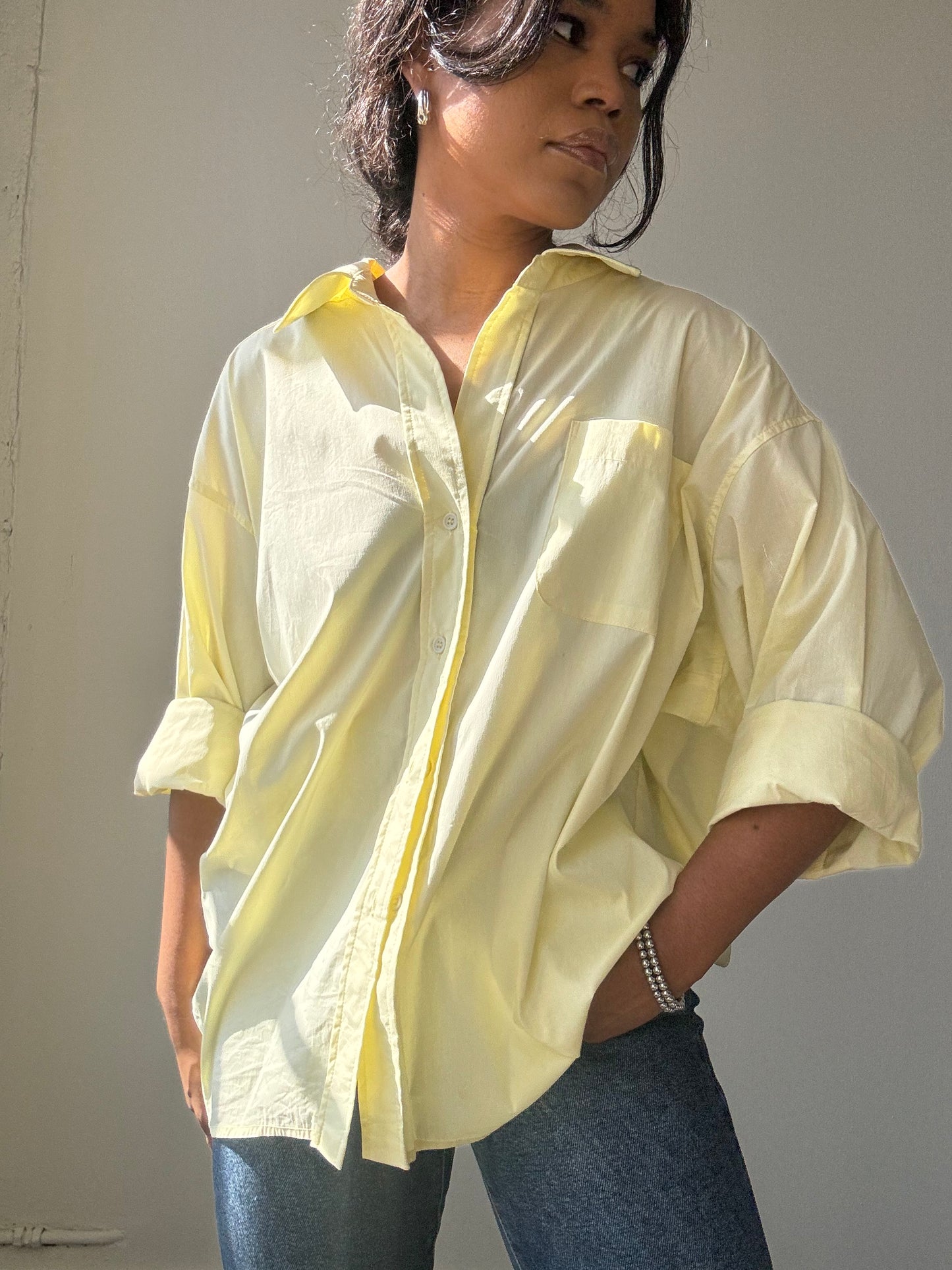 Thomas Cotton Button Down Shirt In Banana