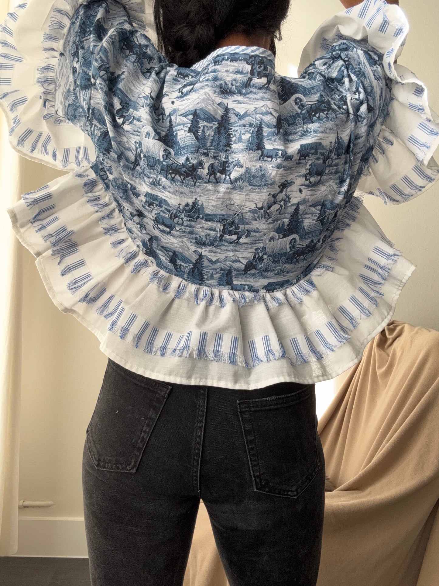 Myrtle Cotton Handmade Ruffle Top In Old South