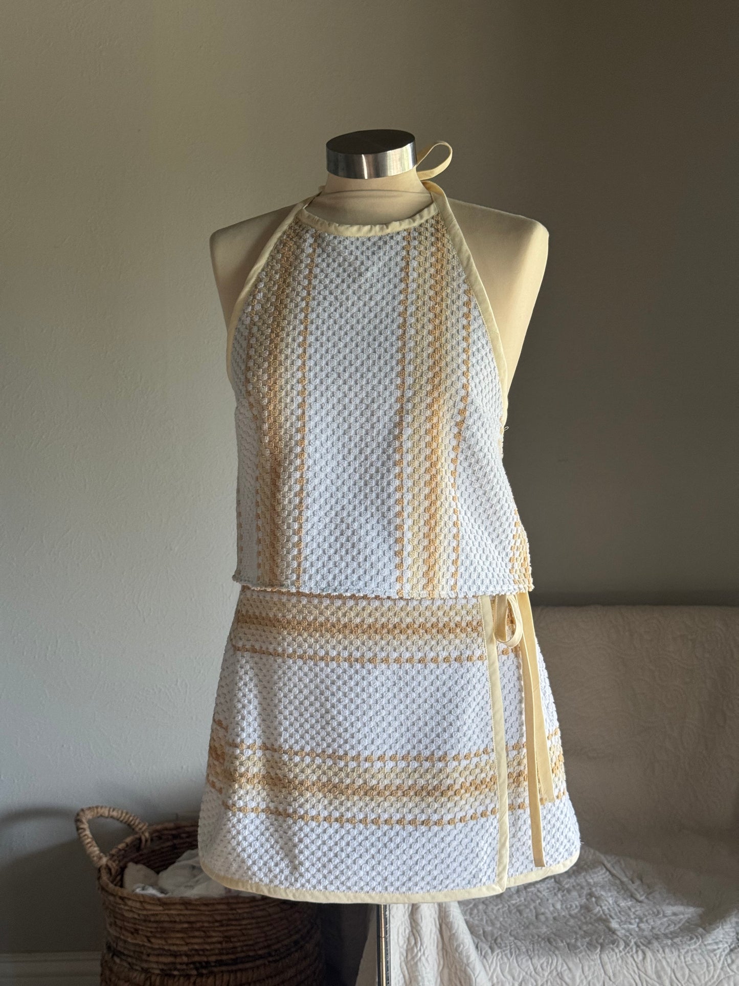 Brenda Handcrafted Halter Towel Top In Vanilla (2nd)