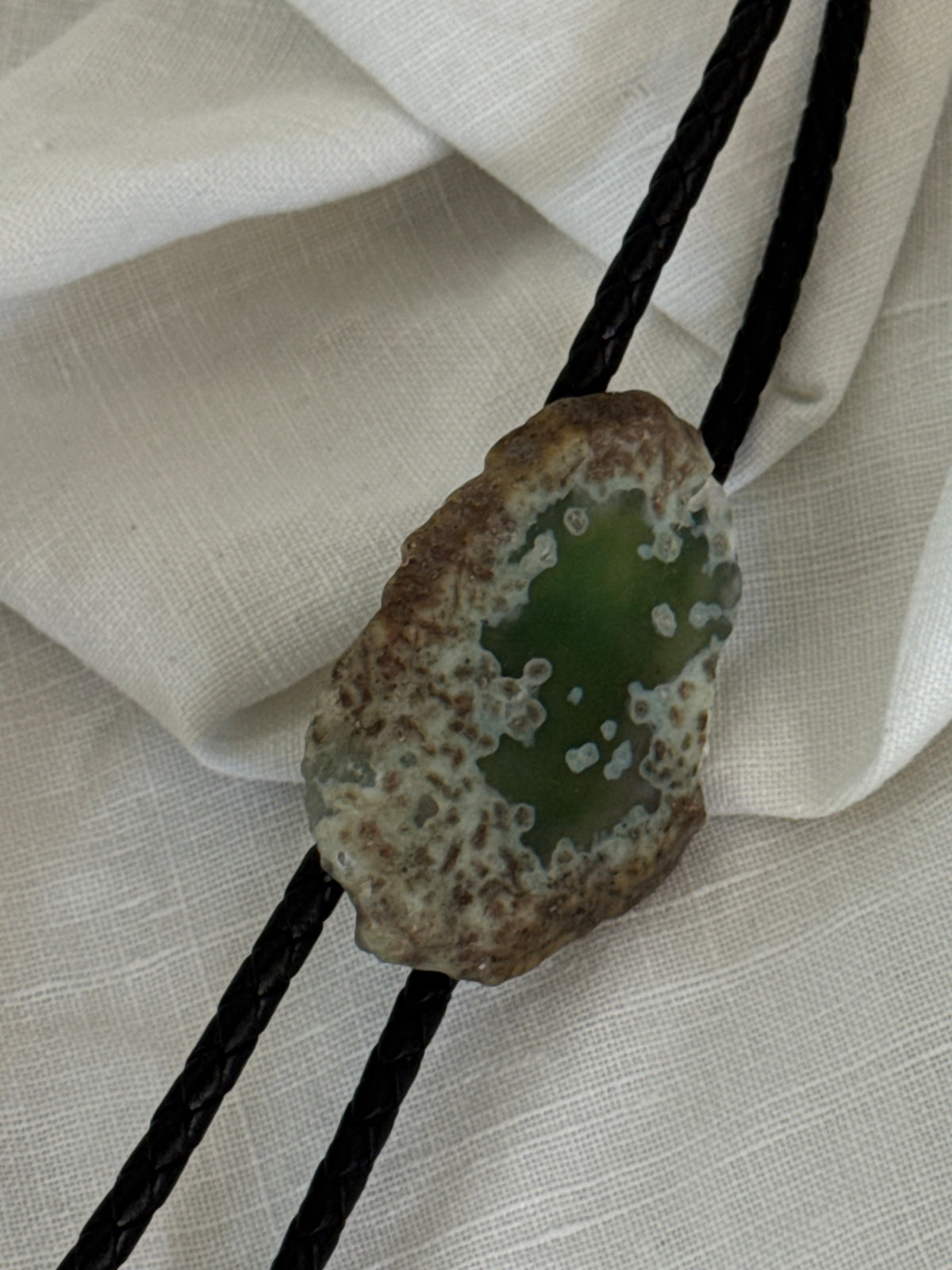 Handcrafted Agate Bolo Tie In Desert Green￼