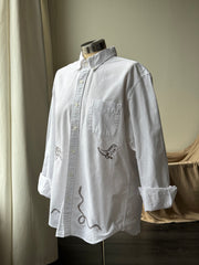 Jaxson Handcrafted Embroidered Button Down In White