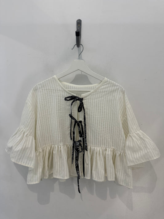 Joycie Vintage Handcrafted Ruffle Top Cream