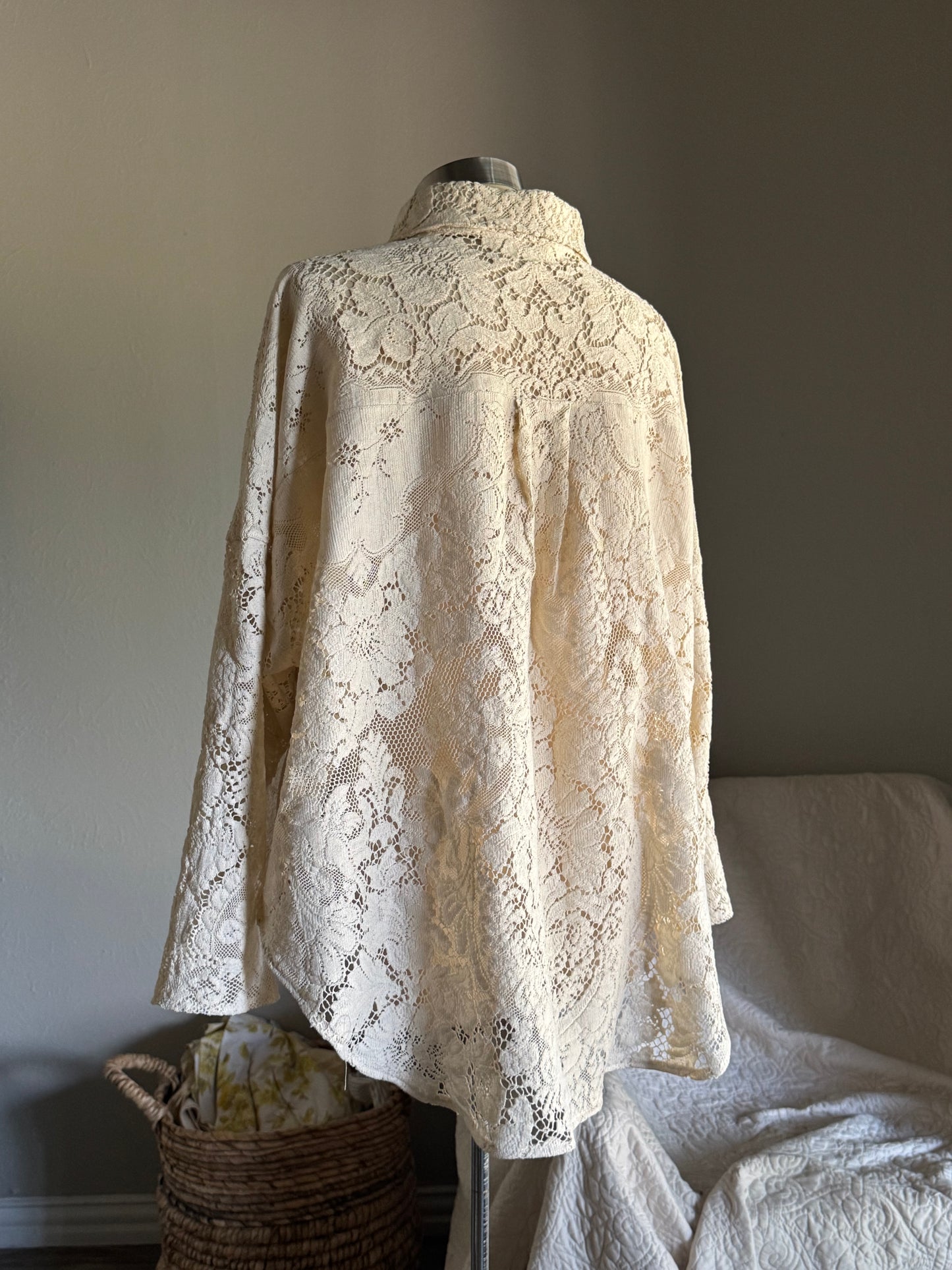 Ladell Handcrafted Vintage Shacket In Vanilla