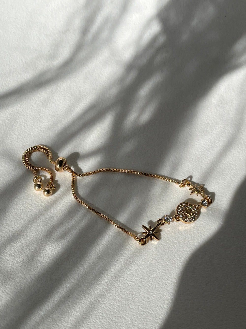 Scarlett Stainless Steel Star & ￼Moon Bracelet In Gold