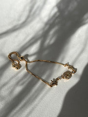 Scarlett Stainless Steel Star & ￼Moon Bracelet In Gold
