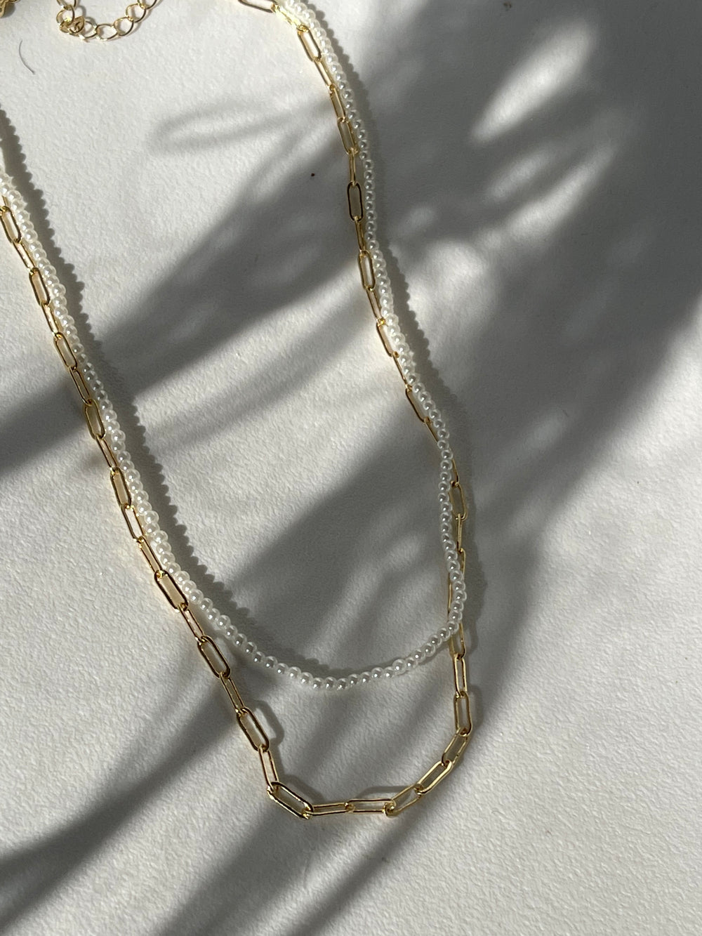 Holly Pearl Layered Link Chain Necklace In Gold