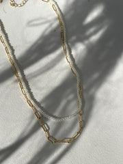 Holly Pearl Layered Link Chain Necklace In Gold