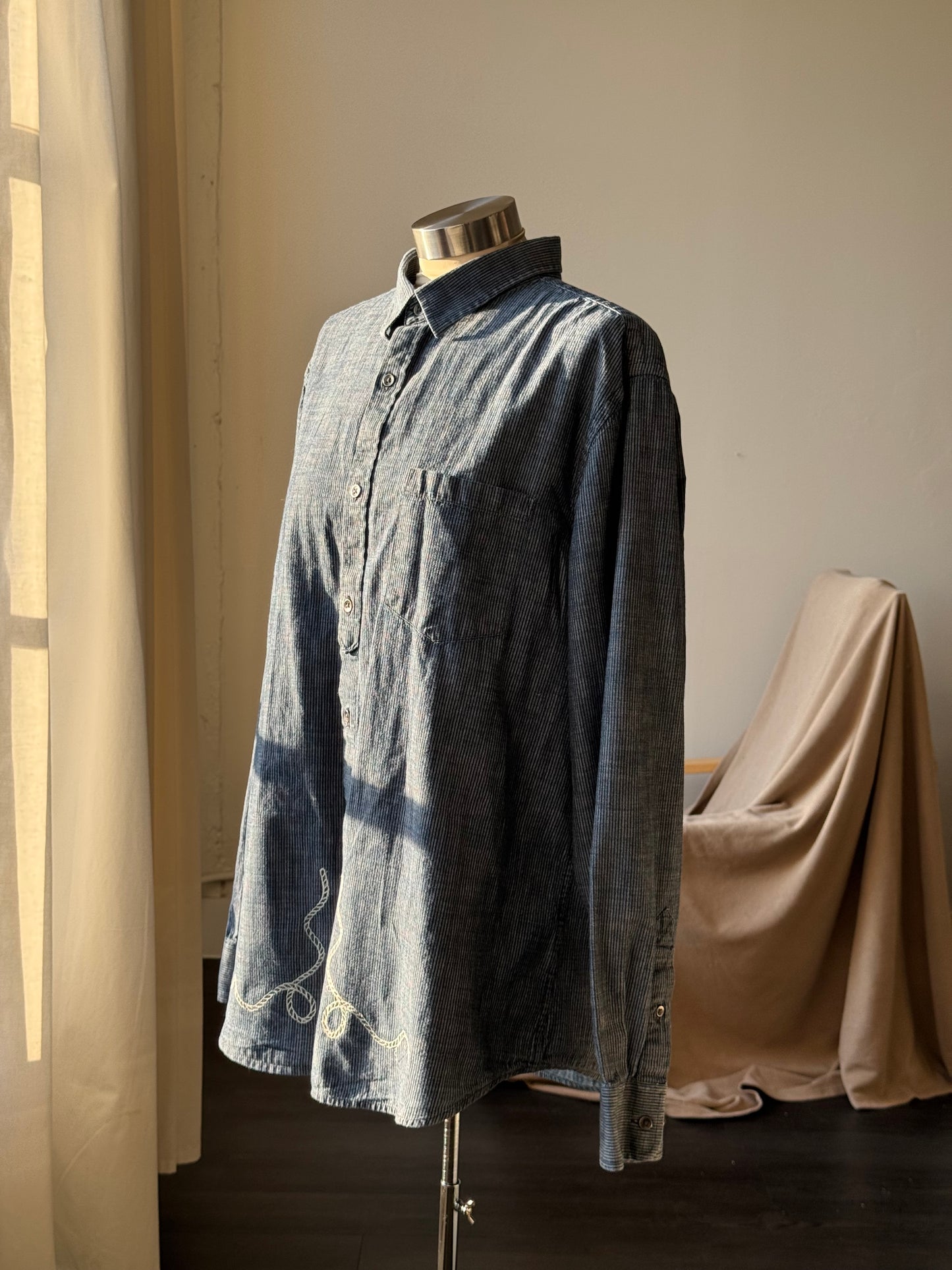 Jaxson Handcrafted Embroidered Old Souls Button Down In Deep Navy