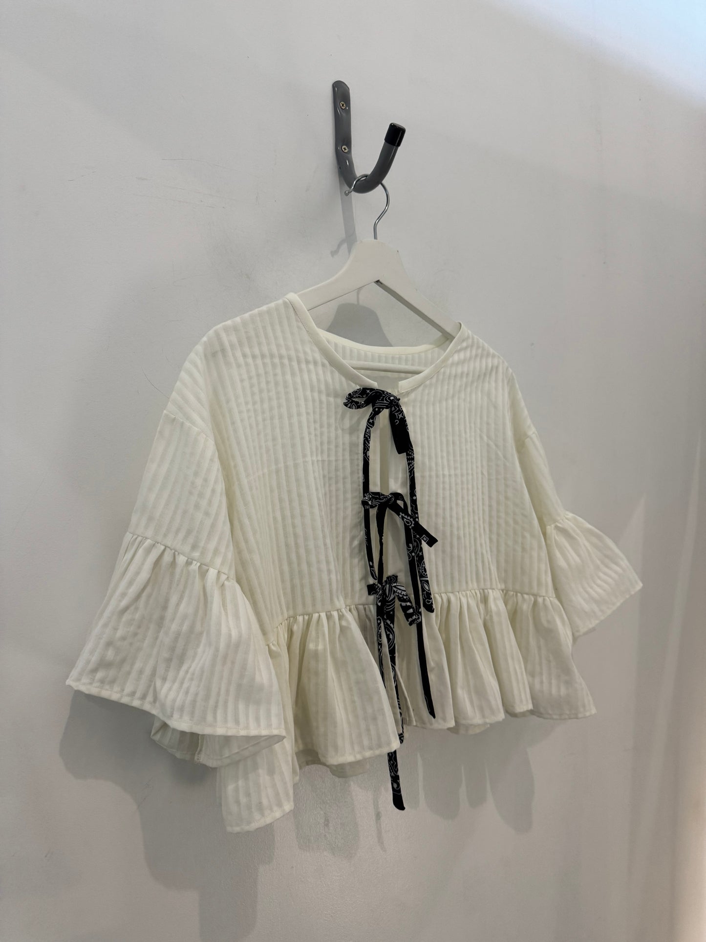 Joycie Vintage Handcrafted Ruffle Top Cream