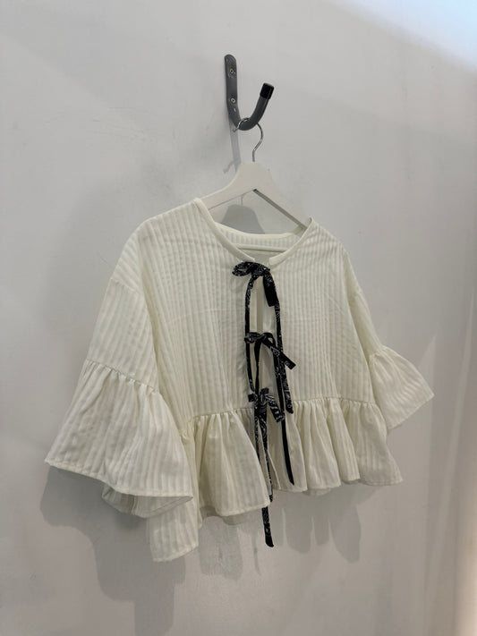 Joycie Vintage Handcrafted Ruffle Top Cream