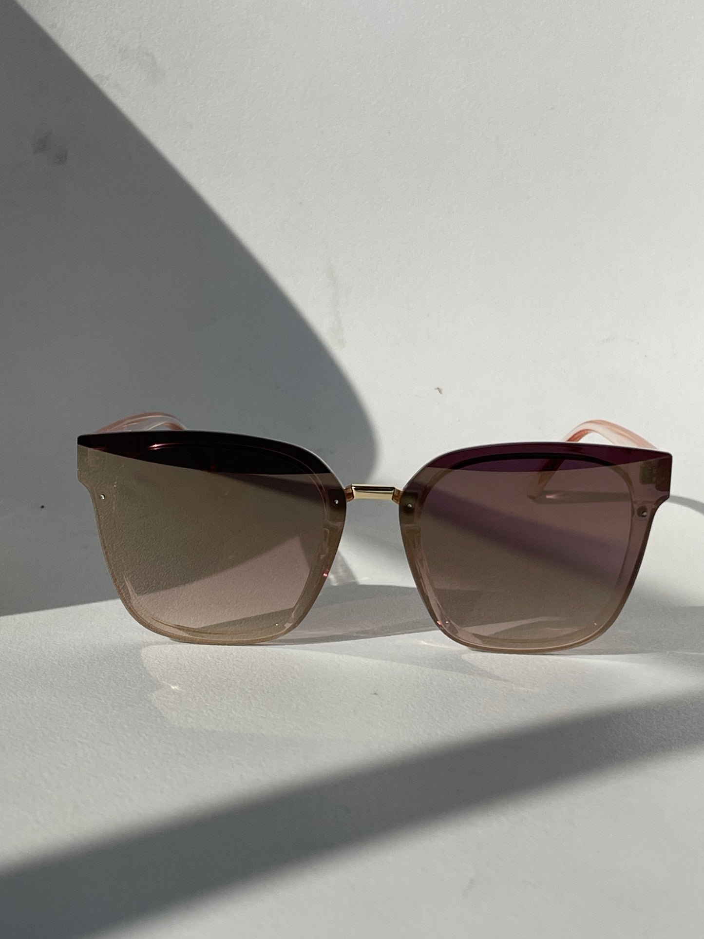 Connor Gold Rim Silver Double Stud Sunglasses In Blush