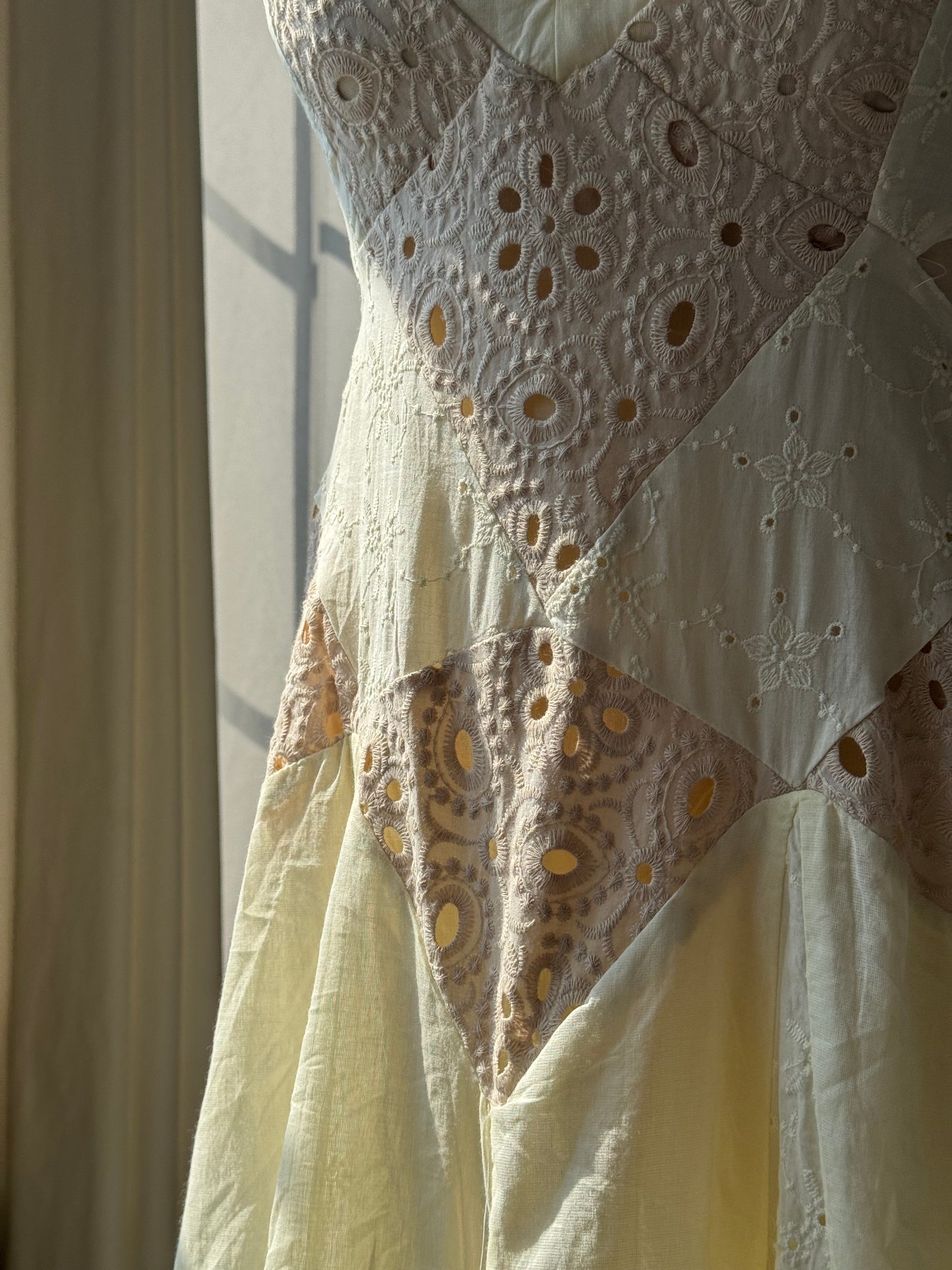 Jelena Cotton Eyelet Open Back Maxi Dress In Vintage Ivory