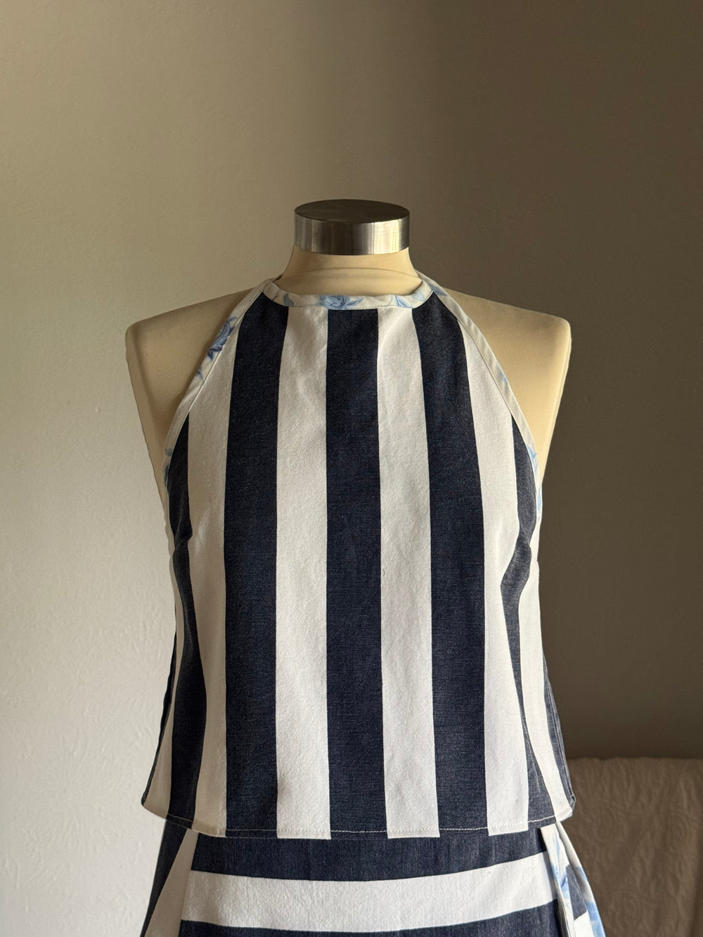 Brenda Handcrafted Halter Top In Bold Stripes