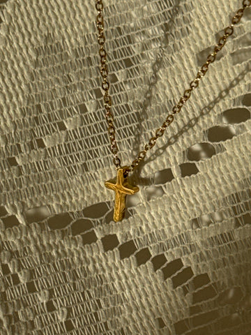 David Stainless Steel Mini Cross Necklace In Gold