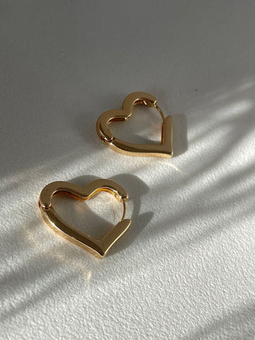 Halle Heart Stainless Steel Hoop Earring In Gold