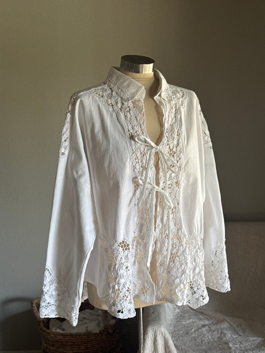 Ladell Handcrafted Vintage Tie Front Shacket