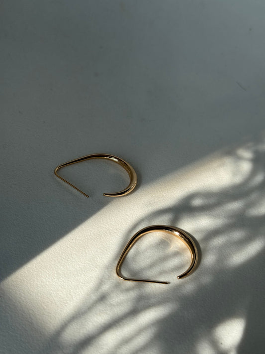 Hook Teardrop Gold Dipped Hoop Earring In Gold