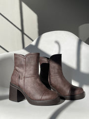 Tyler 70s Style Patchwork Boots In Dark Chocolate