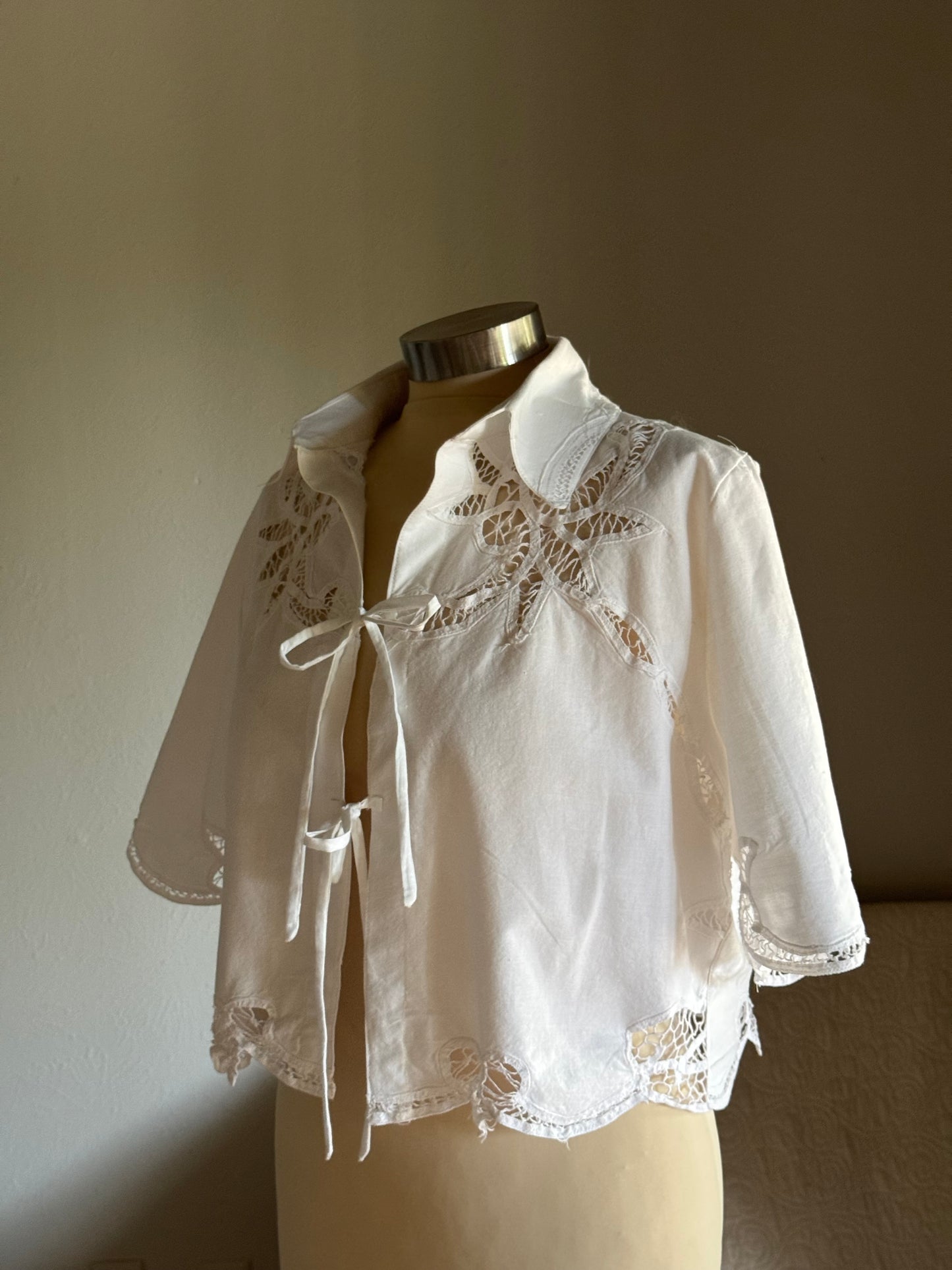Judy Handcrafted Vintage Crop Tie Top