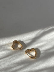 Holly Heart Stainless Steel Hug Hoop Earring In Gold