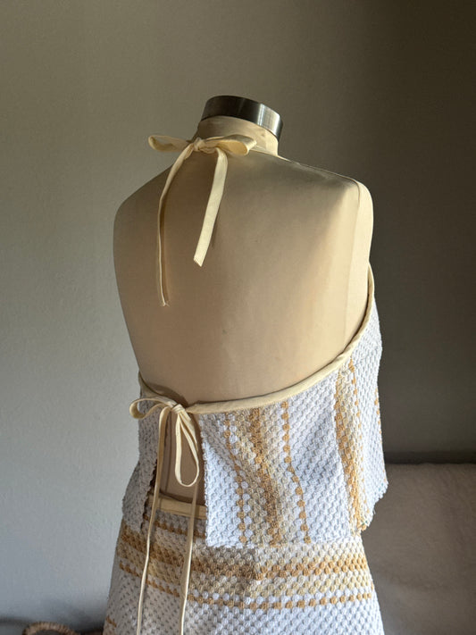 Brenda Handcrafted Halter Towel Top In Vanilla