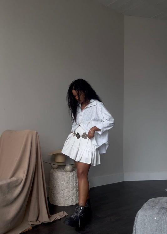 Francis Cotton Tiered Skirt In Ivory