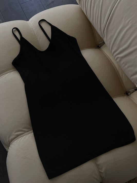 Nola Adjustable Strap Bodycon Dress Slip In Black