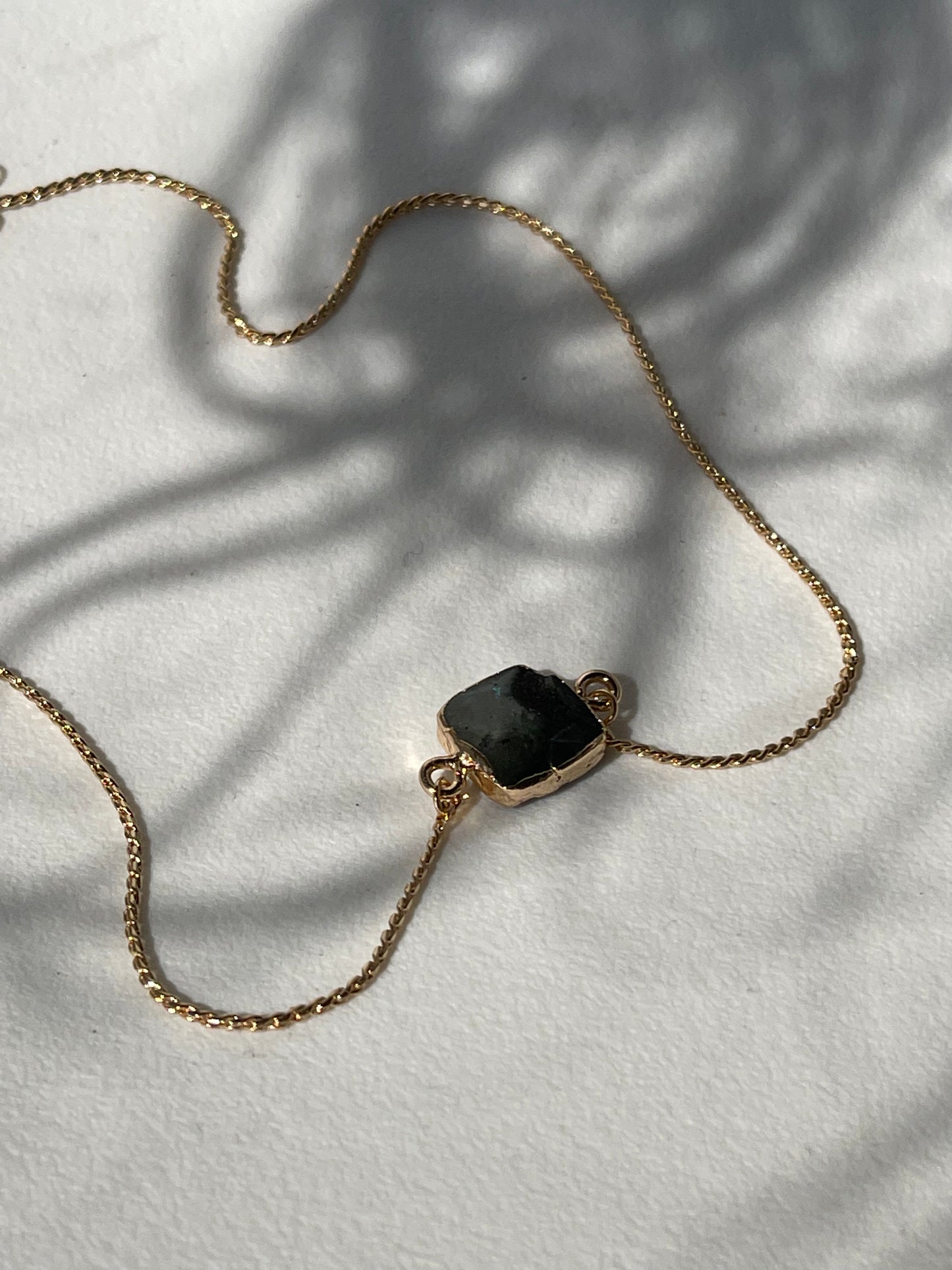 Lucille Semi Precious Gold Rim Stone Necklace In Smoke