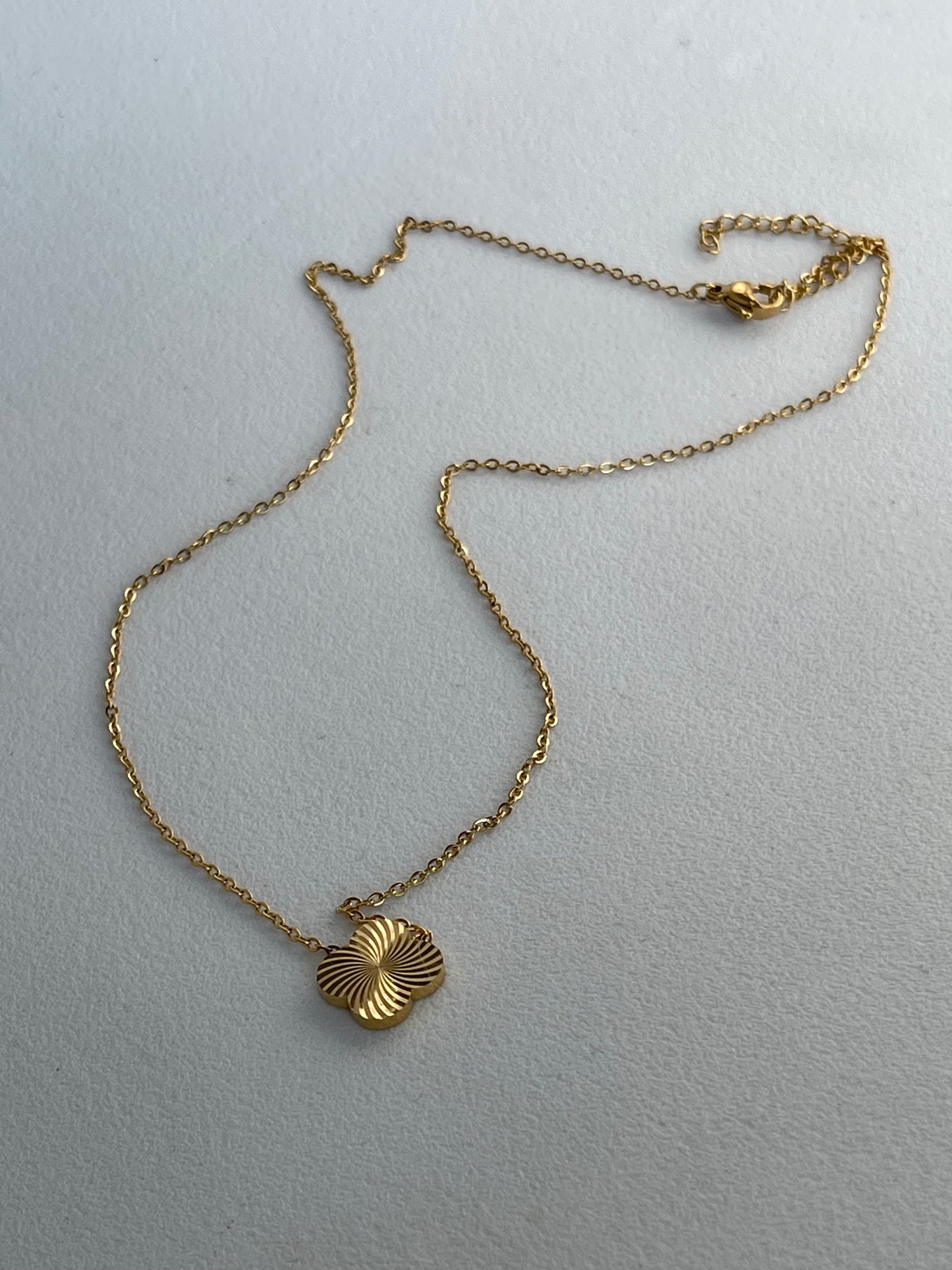 Dixon Stainless Steel Clover Spiral Necklace In Gold