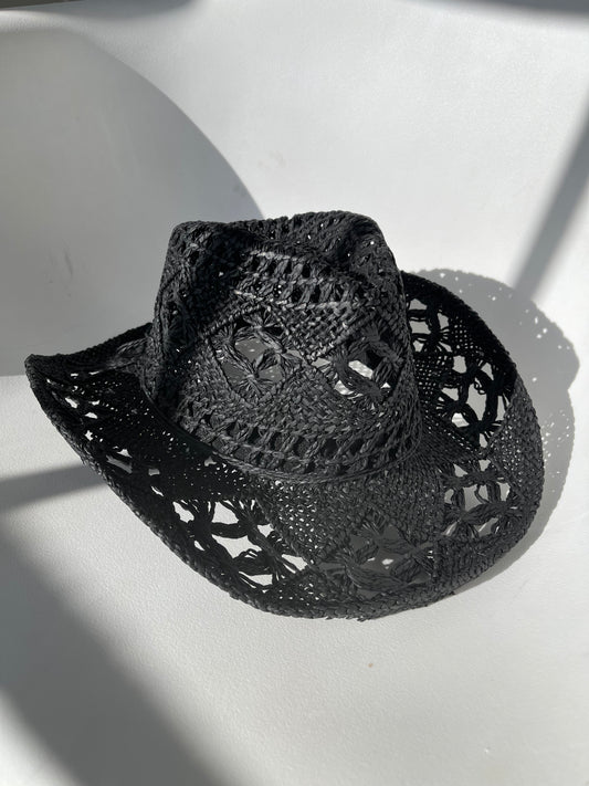 Addison Handmade Summer Cowboy Hat In Black