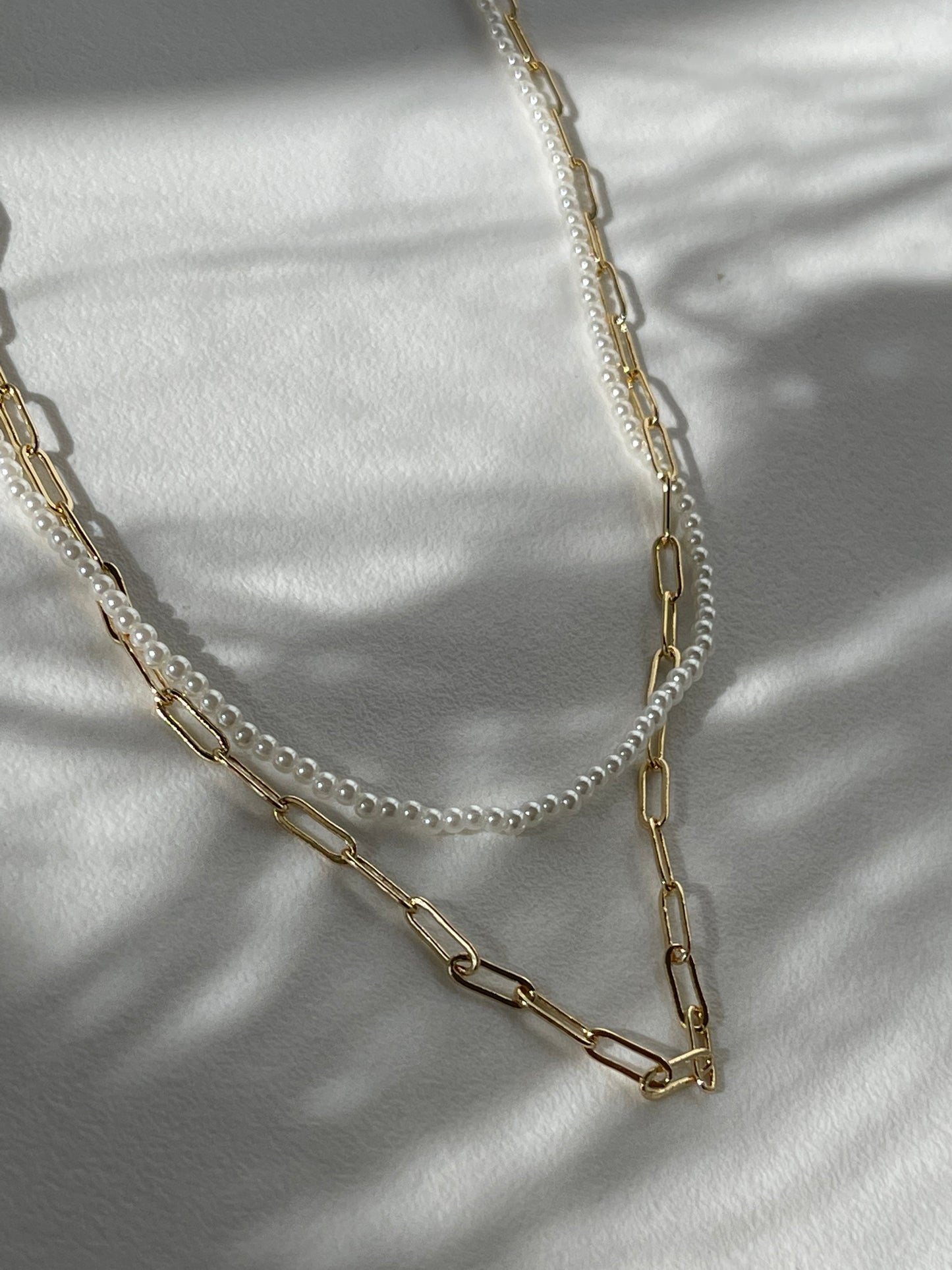 Ursula Freshwater Pearl Link Chain Layered Necklace In Gold