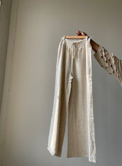 Summer Wide Leg Linen Pants In Natural