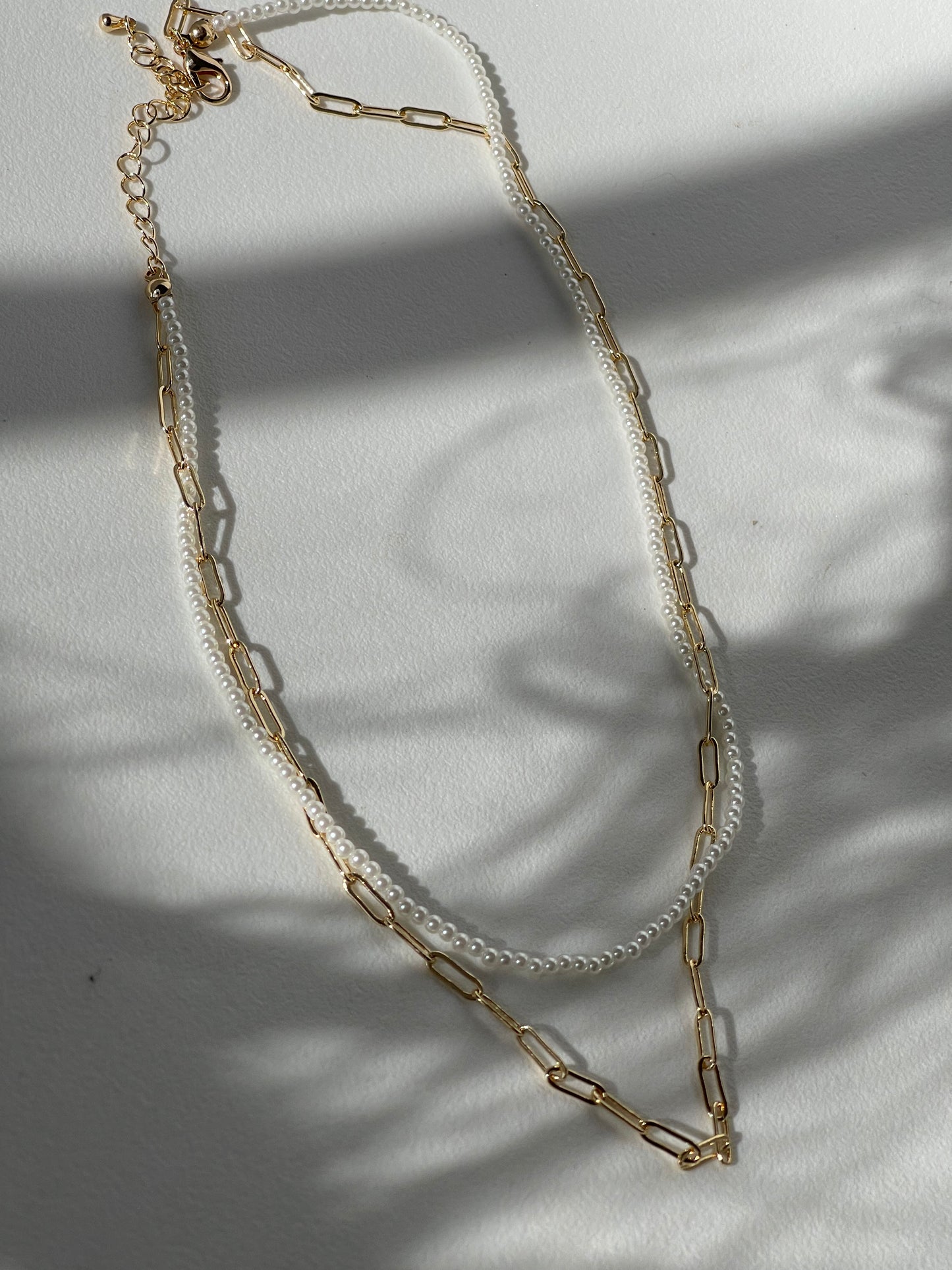 Ursula Freshwater Pearl Link Chain Layered Necklace In Gold