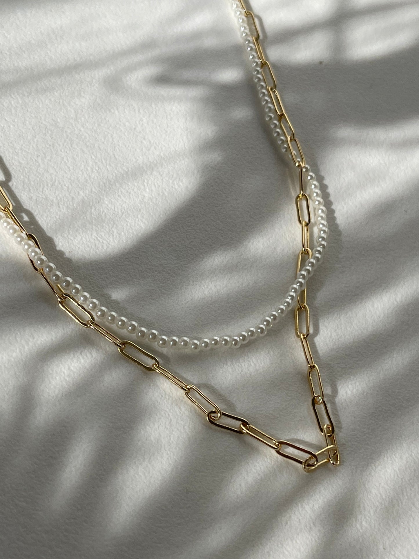 Ursula Freshwater Pearl Link Chain Layered Necklace In Gold