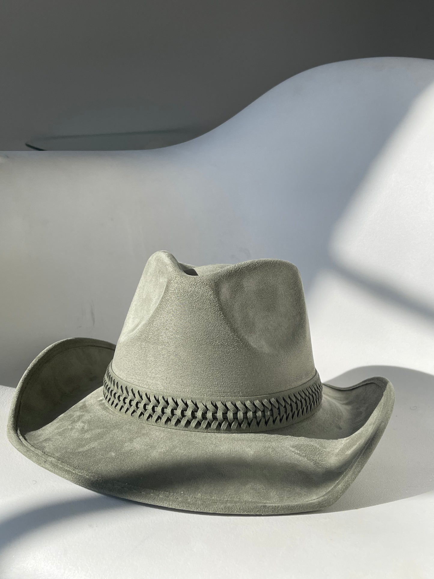 Carla Woven Belt Cowboy Hat In Avocado