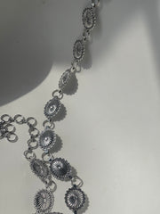 Carly Classic Concho Metal Chain Belt In Silver